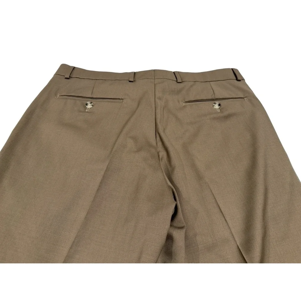 Ballin Comfort-EZE Super 120s Wool Dress Pants Mens 35x29 Tan‎ Brown Cuffed